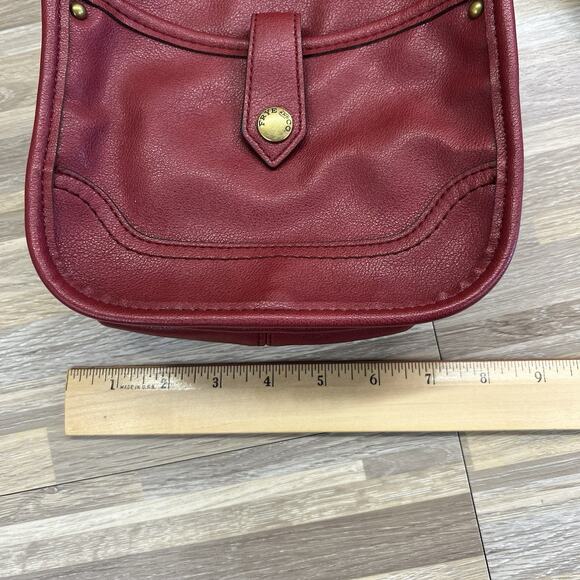 Frye and Co Handbag Crossbody Purse Maroon Vegan Leather - JL374 - Picture 2 of 9